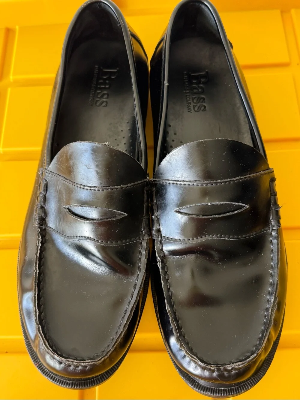Bass Black Leather Penny Loafers